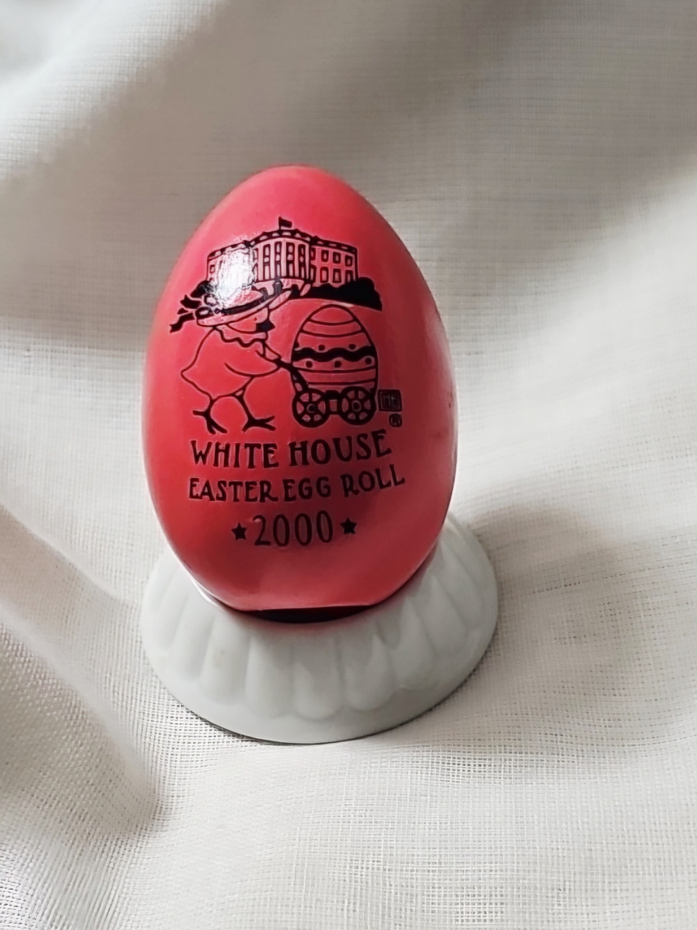 White House Easter Egg 2000 Commemorative Pink Egg Signed BILL & HILLARY CLINTON